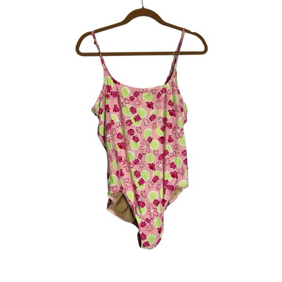 Lilly Pulitzer Pink & Green Lady Bug Printed One Piece Swimsuit Bathing Suit 14 - Picture 1 of 6